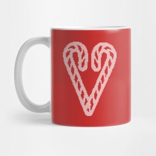 Christmas Sweater Knitted Candy Cane Heart Mug